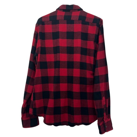 Express Mens Flannel Red & Black Plaid Long Sleeve Button-Down Shirt Size L - Picture 8 of 10